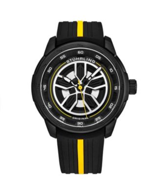 Men's 984 Quartz 44mm Aviator Multi Layered Dial Silicone Strap Men's Watch