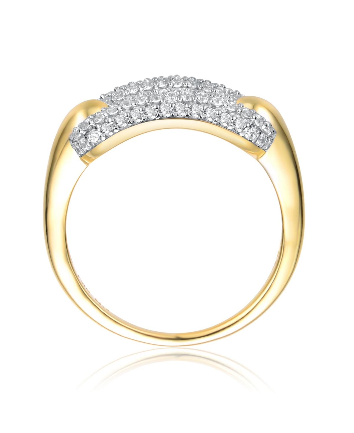 Sterling Silver Adults 14k YellowPlated with Cubic Zirconia Open Link Stacking Ring - Gold