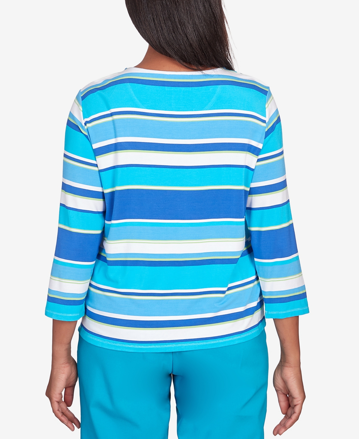 Alfred Dunner Women's Tradewinds Corners with Necklace Striped Top
