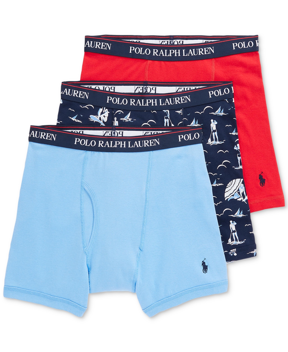 Shop Polo Ralph Lauren Men's 3-pk. Classic Cotton Boxer Briefs In Blue,navy Print,red