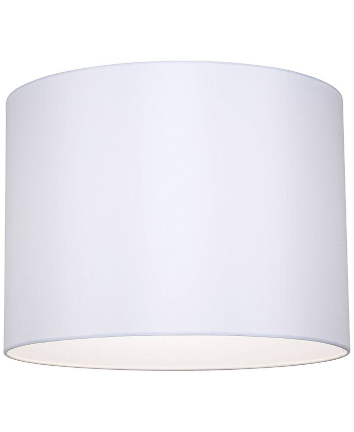 Set Of 2 White Fabric Drum Lamp Shades 13x14x10 With Harp & Finial