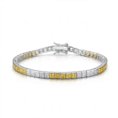 Sterling with Colored Cubic Zirconia Tennis Bracelet in Plated or Plated