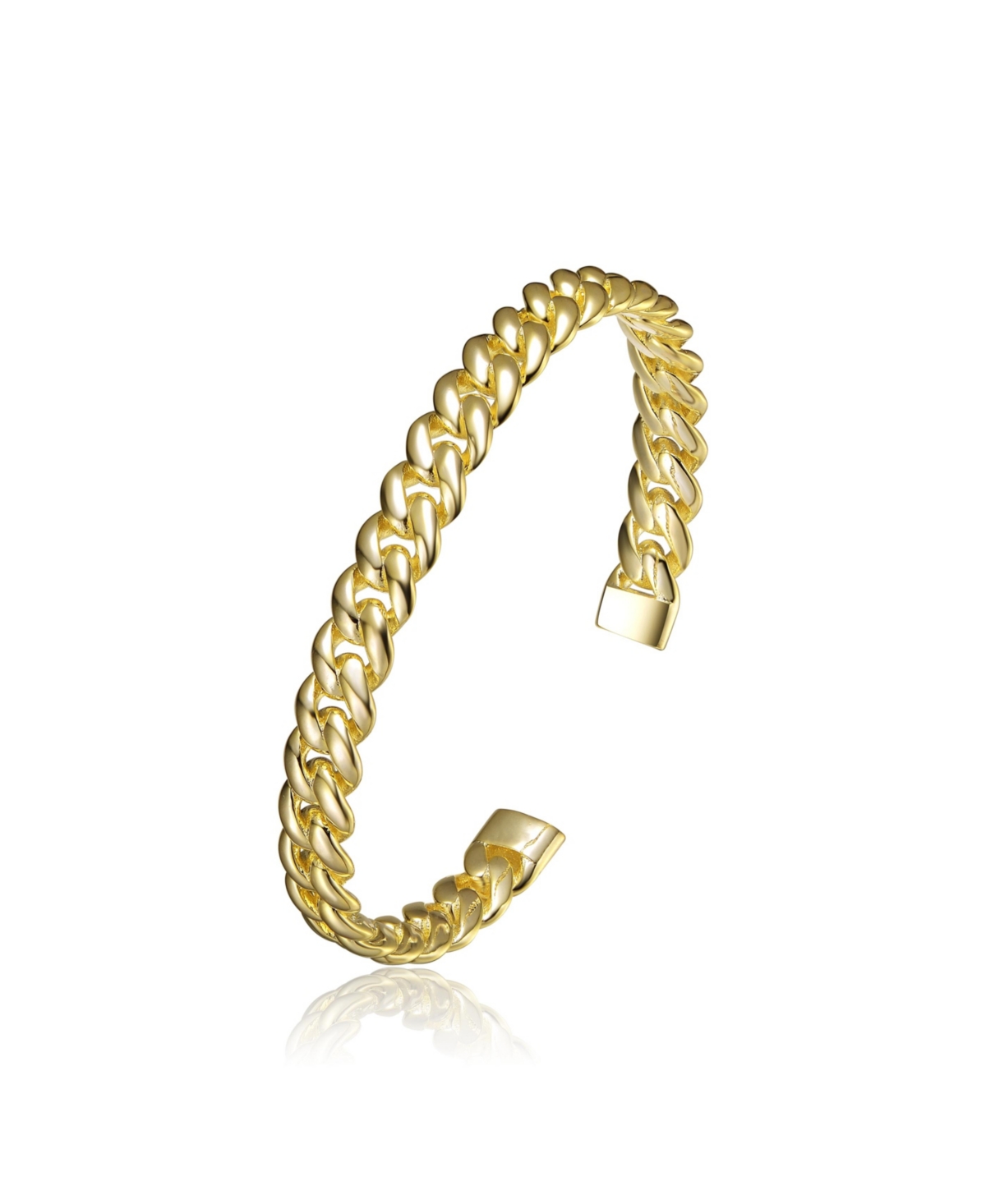 Elegant 14K Gold Plated Chain Cuff Bracelet - Gold
