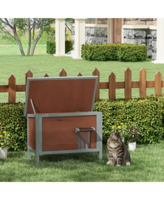 Outdoor Cat House, Wooden Feral Cat House W/ Removable Floor,