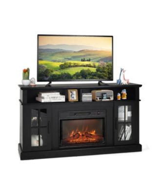 65 Inch Fireplace TV Stand with Storage Cabinets and Remote Control