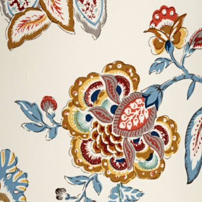 White with Paisley Print Medium Drum Lamp Shade 14" Top x 16" Bottom x 11.5" High (Spider) Replacement with Harp and Finial