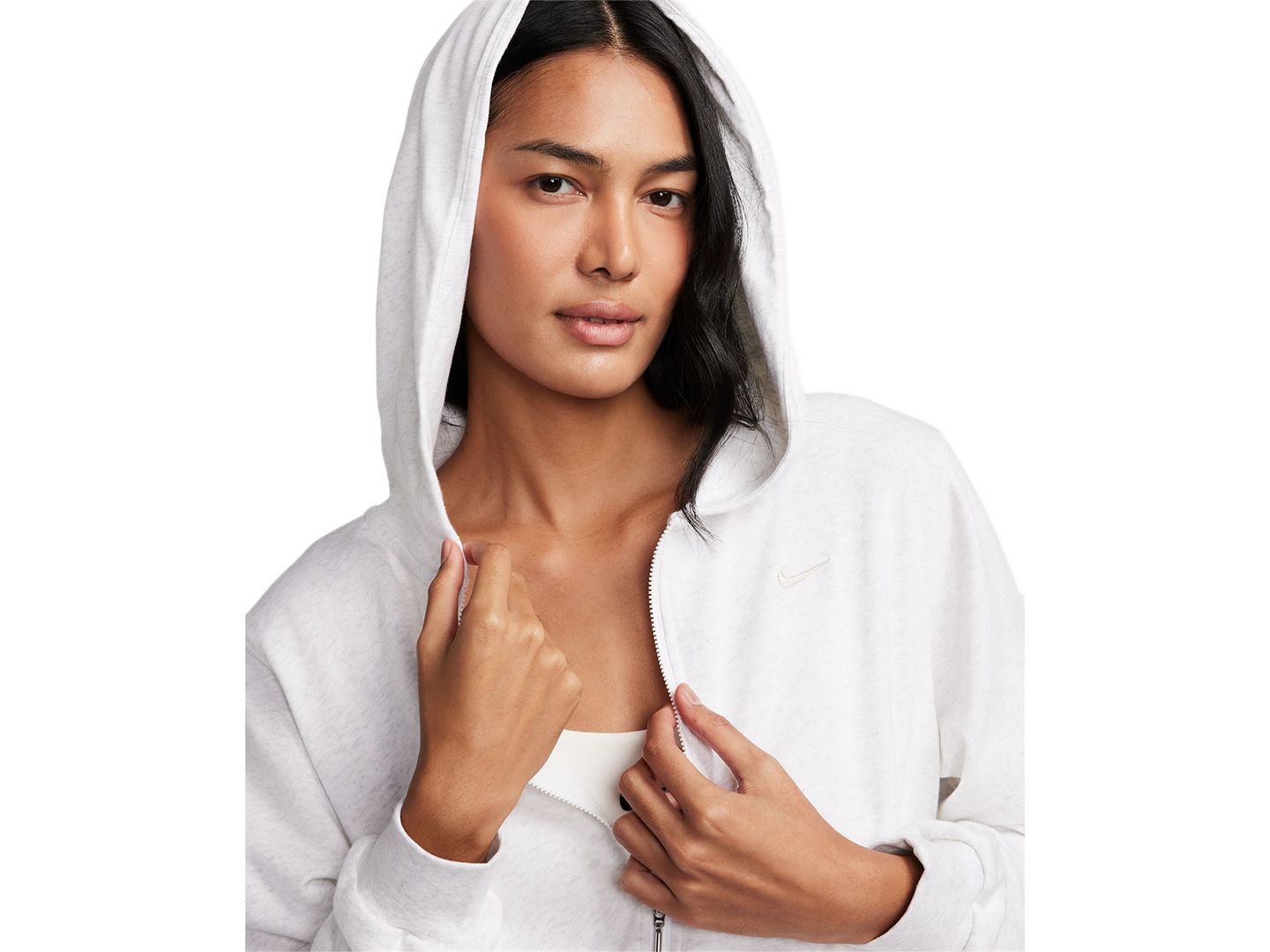 Женское худи Nike Sportswear Chill Terry Loose-Fit Full-Zip French-Terry, цвет: Берёзовый меланжевый / Коричневый — фото 3