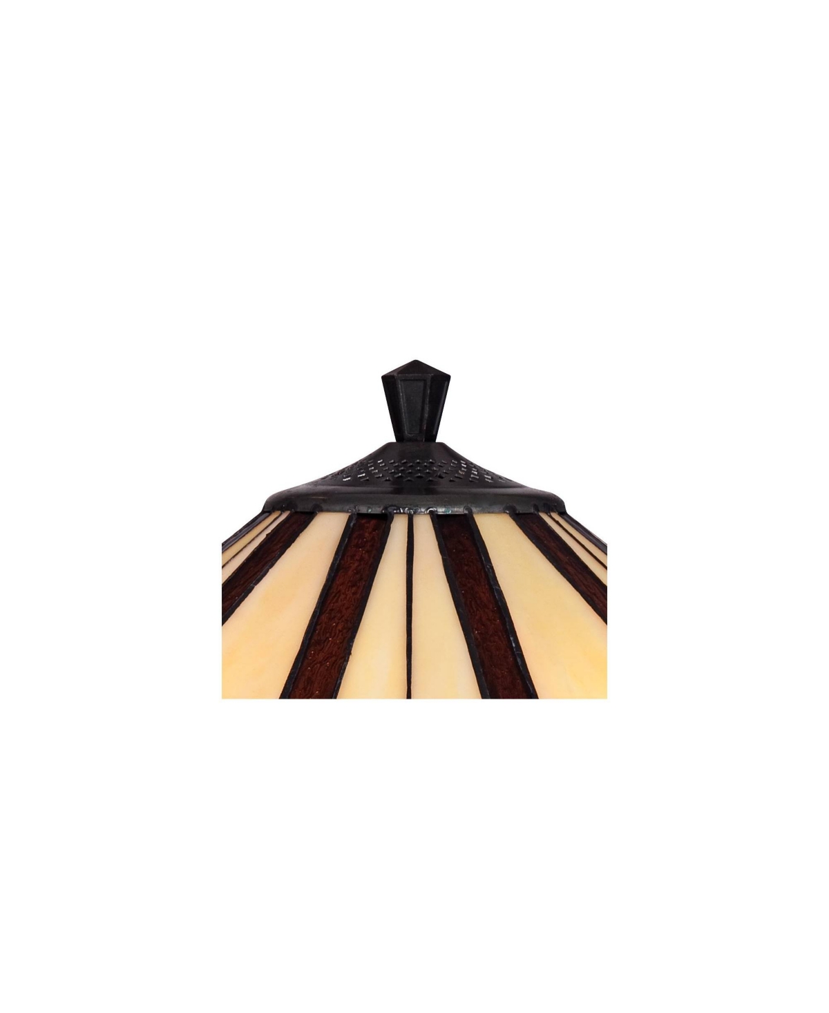 Mission Tiffany Style Table Lamp High BronzeCream Amber Octagonal Antique Art Glass Shade Decor for Living Room Bedroom House Bedside Night