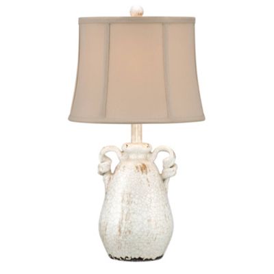 Sofia Rustic Country Cottage Accent Table Lamp 22" High Crackled Ivory Glaze Ceramic Beige Bell Shade for Bedroom Living Room House Home