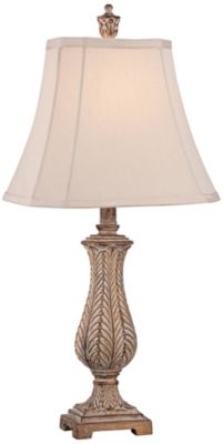 Traditional Country Cottage Table Lamp 25" High Antique Gold Leaves Petite Vase Off White Rectangular Shade Decor for Living Room Bedroom House Bedside Nightstand Home Office - Regency Hill