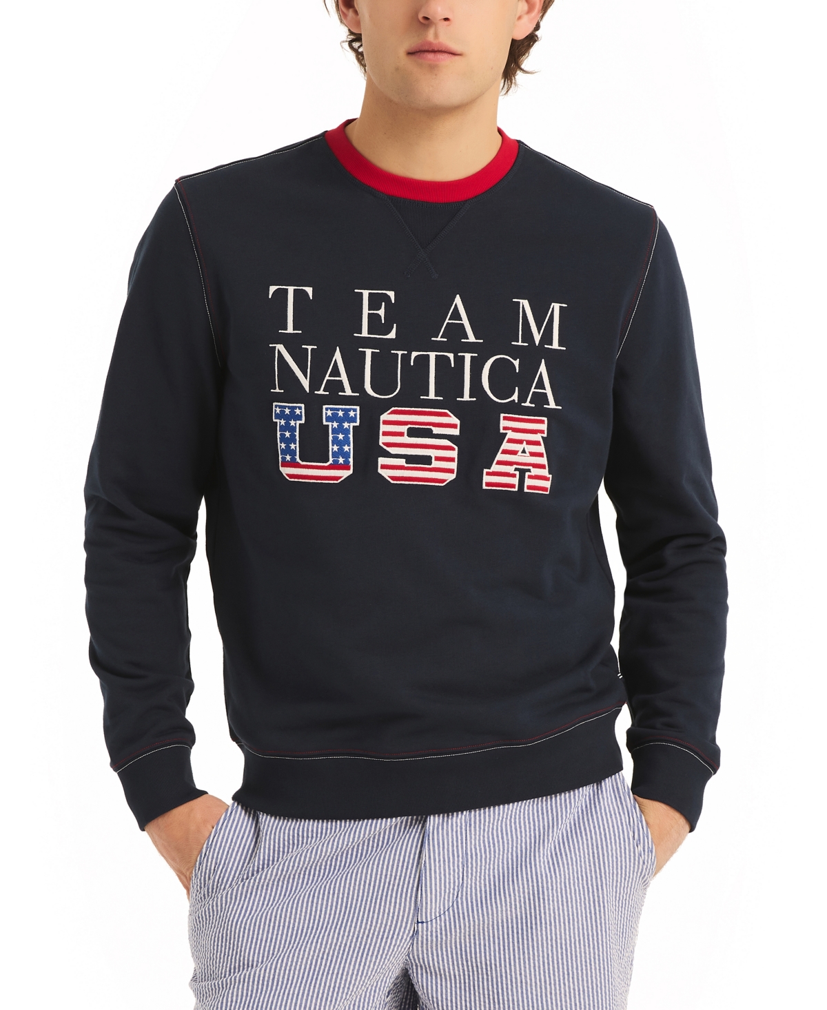 Shop Nautica Men's Classic-fit Crewneck Sweatshirt In Navy Seas