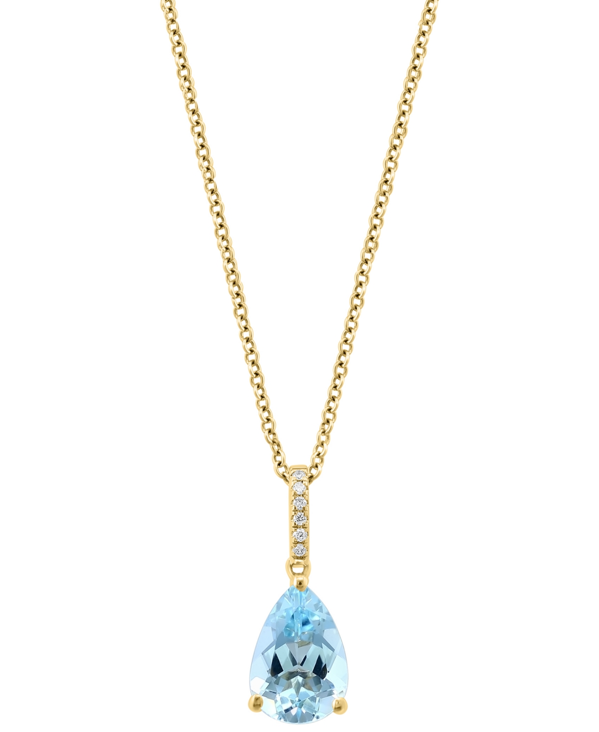 Effy Collection Effy Aquamarine (1-1/2 Ct. T.w.) & Diamond Accent 18" Pendant Necklace In 14k Gold In Yellow Gold