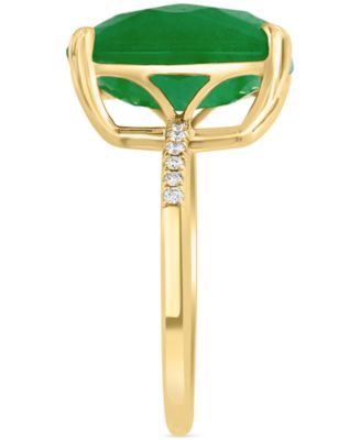 EFFY&reg; Dyed Jade & Diamond (1/20 ct. t.w.) Statement Ring in 14k Gold