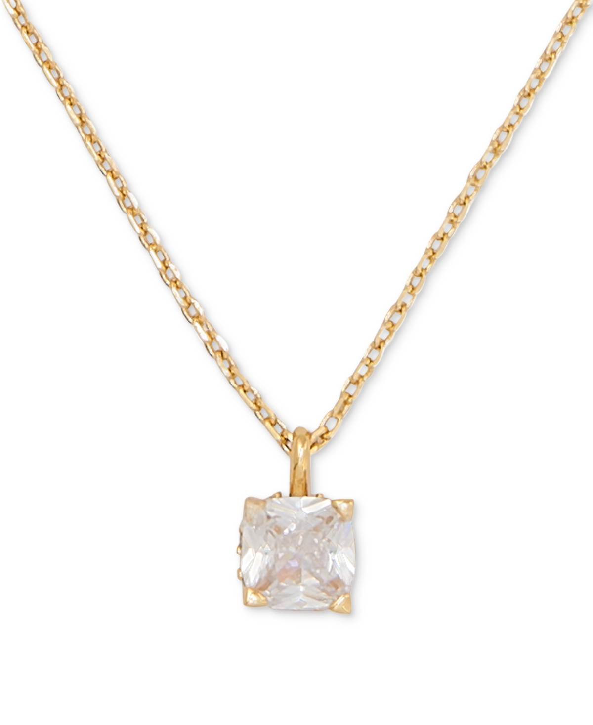Kate Spade New York Little Luxuries Gold-Tone Pave & Crystal Square Pendant Necklace, 16