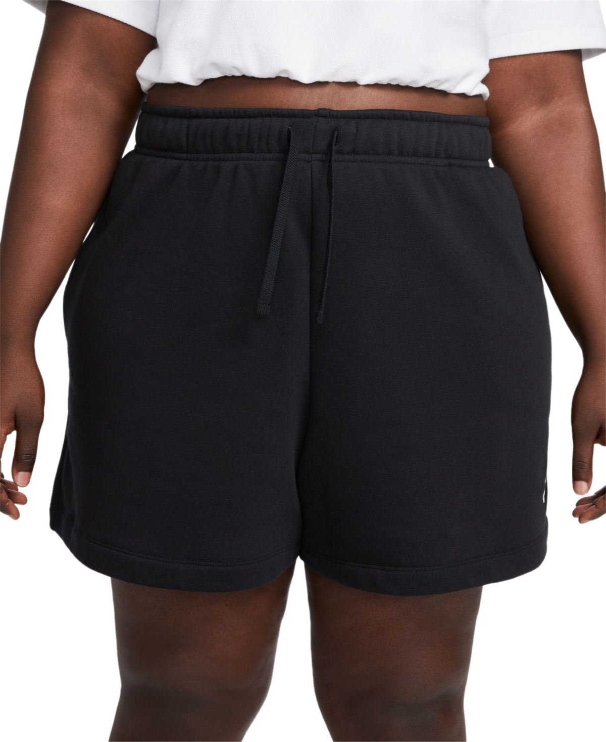 Shop Nike Plus Size Sportswear Club Fleece Mid-rise Pull-on Shorts In Black,whit