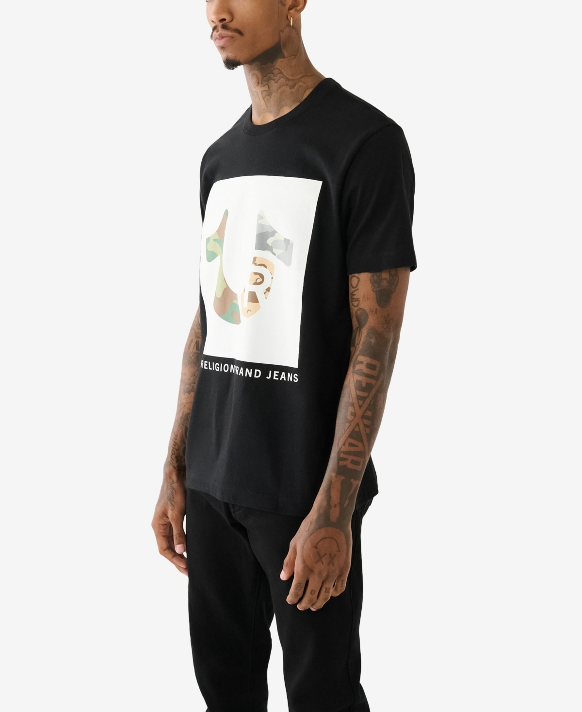 Shop True Religion Men's Short Sleeve Multi Camo T-shirt In Jet Black