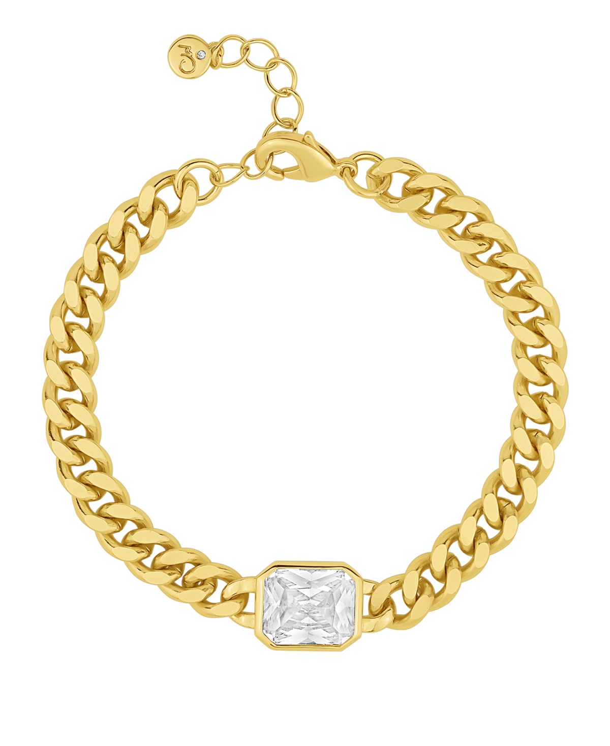 Cubic Zirconia Emerald Cut Chain Bracelet - Gold