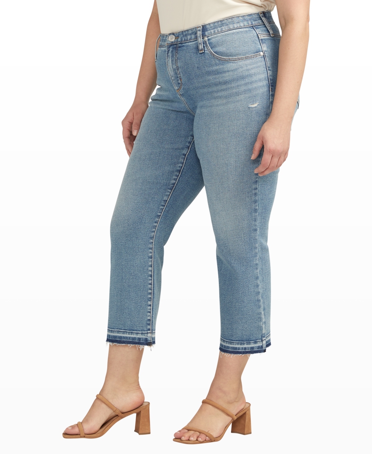 Shop Jag Plus Size Eloise Mid Rise Cropped Bootcut Jeans In Blue Dust