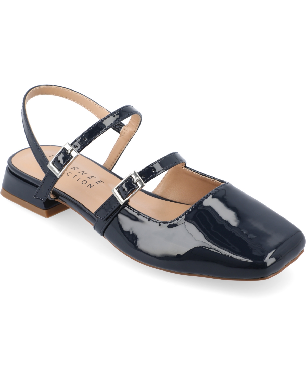 Shop Journee Collection Women's Gretchenn Multi Strap Square Toe Mary Jane Flats In Navy
