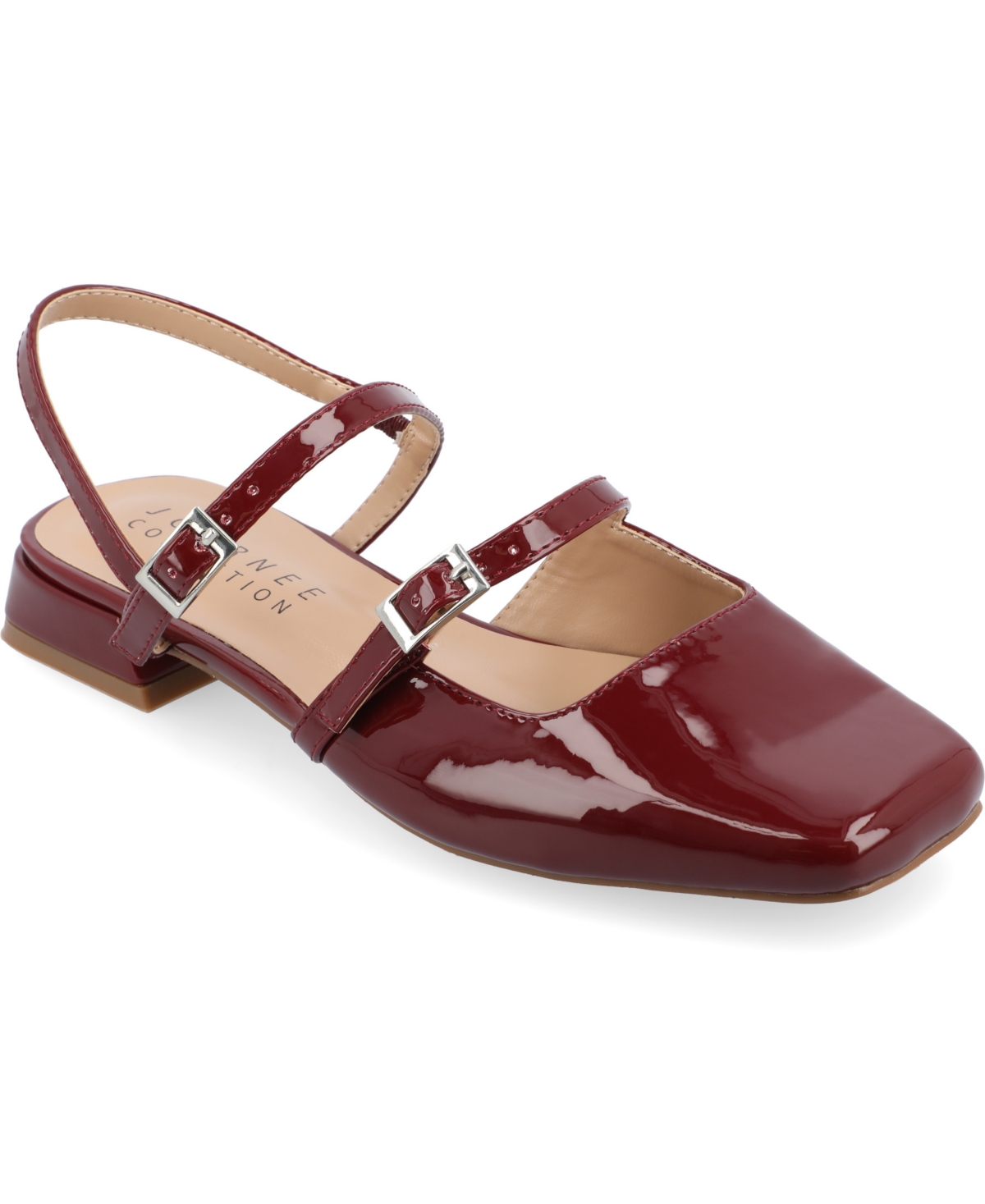 Journee Collection Women's Gretchenn Multi Strap Square Toe Mary Jane Flats In Wine