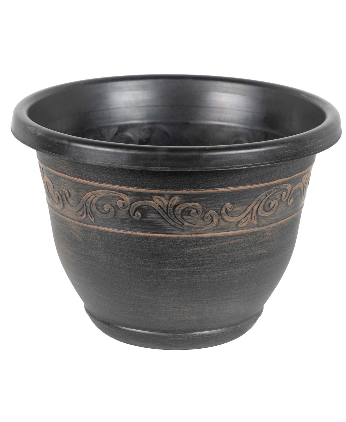 Traditional Plastic Patio Planter, 15 in - Toffee brown