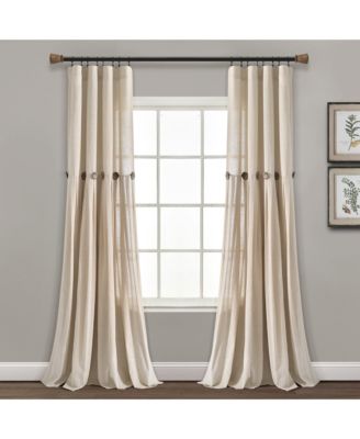 Linen Button Window Curtain - Single Panel  - Rustic and Modern Farmhouse Curtains