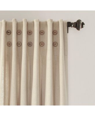 Linen Button Pinched Pleat Window Curtain Panel