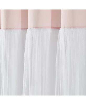 Tulle Skirt Color block Window Curtain Panels Blush/White 40x84 Set