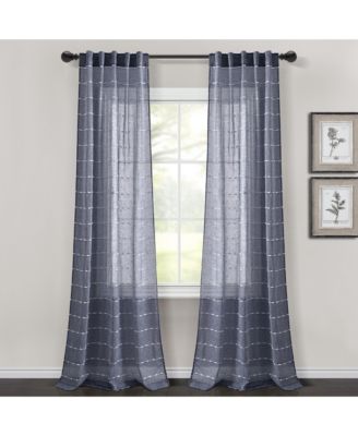 Farmhouse Textured Back Tab/Rod Pocket Sheer Window Curtain Panels