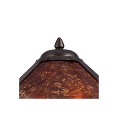 Art Deco Accent Table Lamp 19" High Bronze Pottery Natural Mica Shade for Bedroom Bedside Nightstand Office