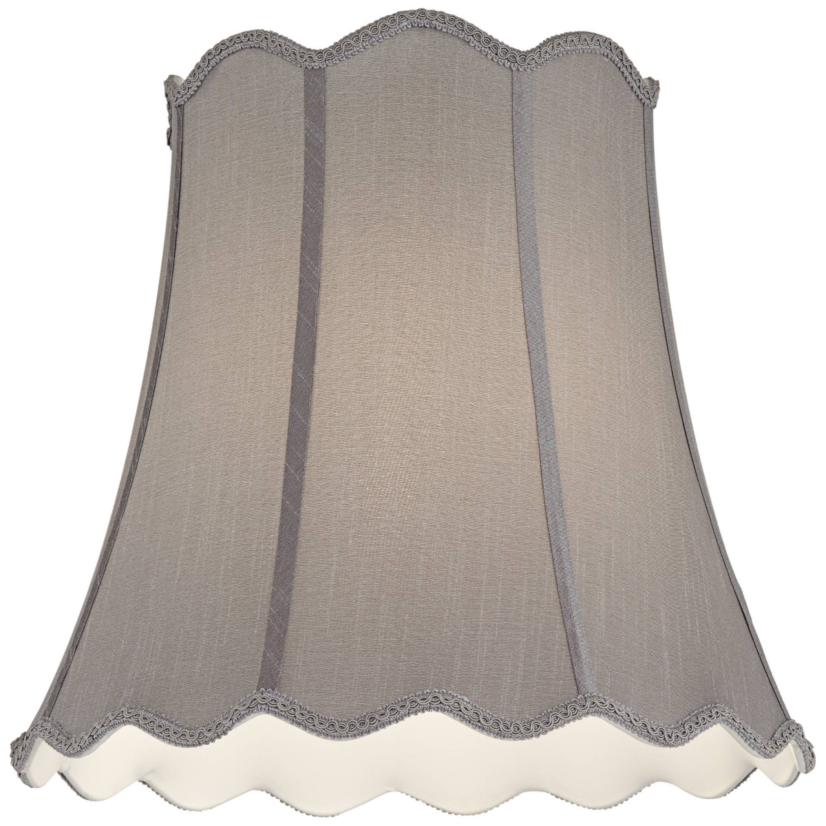 Morell Gray Medium Scallop Bell Lamp Shade Top x Bottom x High x Slant (Spider) Replacement with Harp and Finial - Springcrest