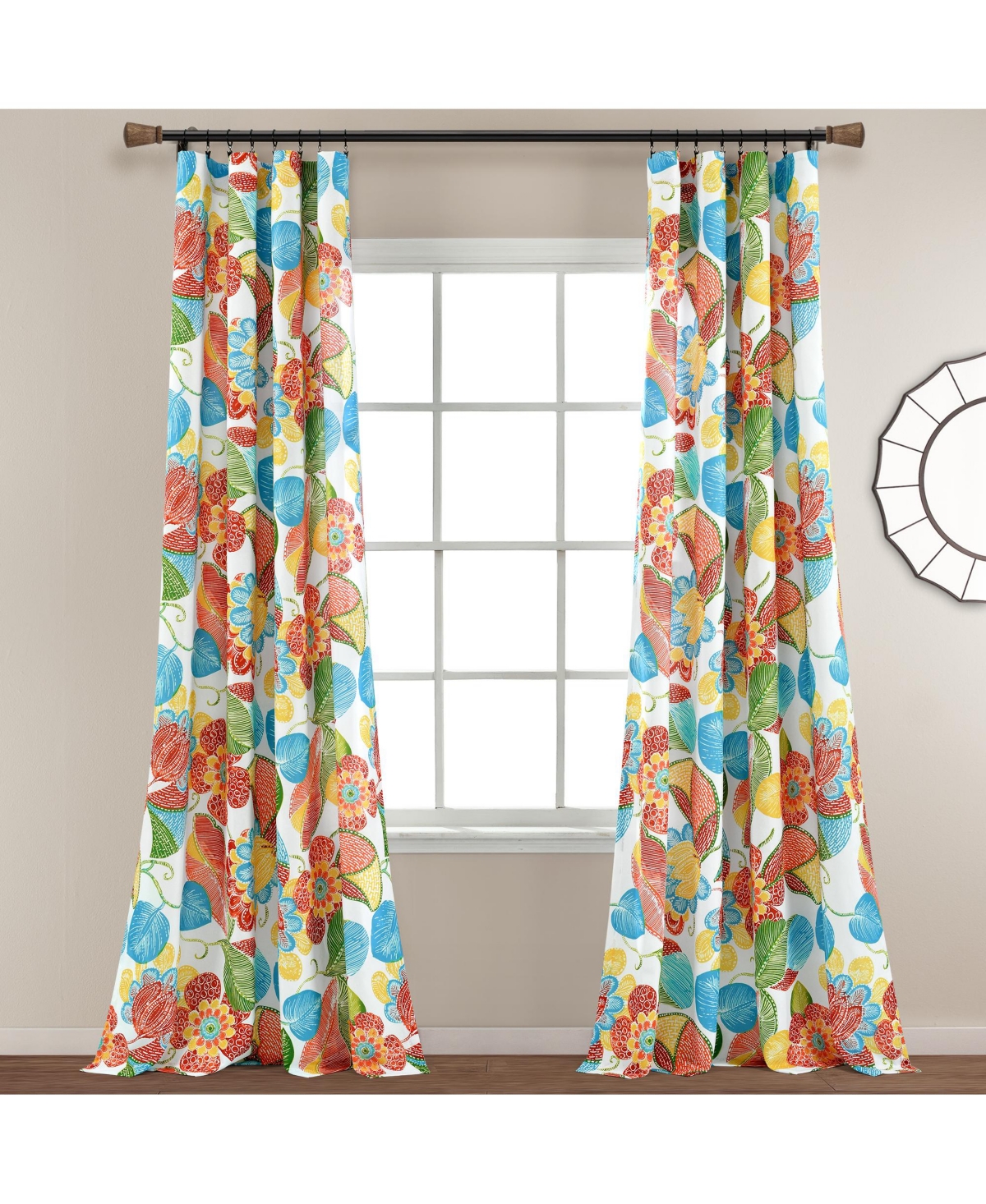Layla Window Curtain Panels Orange/Blue 52x95 Set - Orange