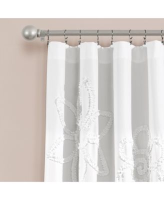 Ruffle Flower Window Curtain Panels White 42X84 Set