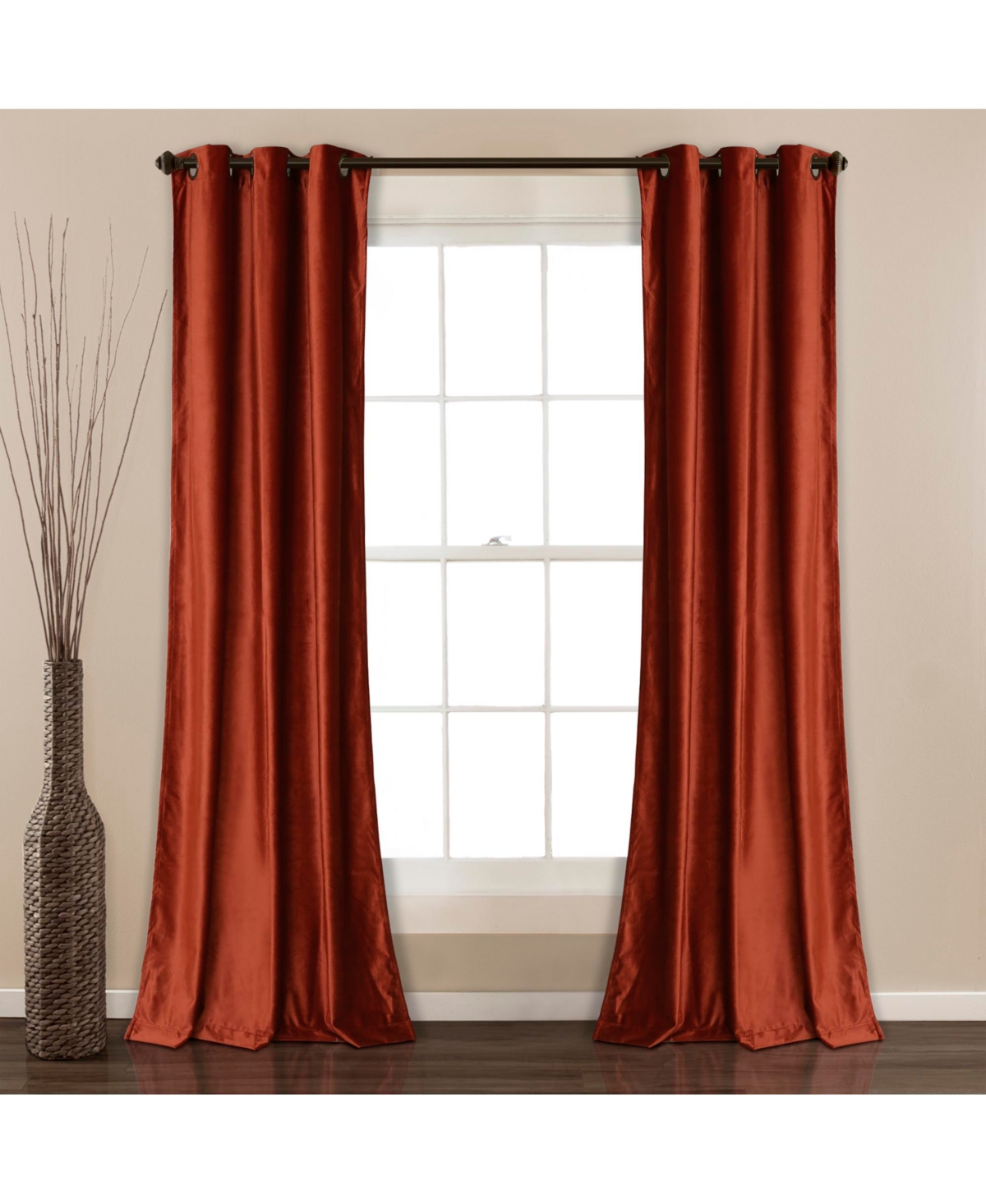 Prima Velvet Solid Light Filtering Window Curtain Panels