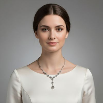 Sterling Silver Cubic Zirconia Micro Pave Dofee Drop Necklace