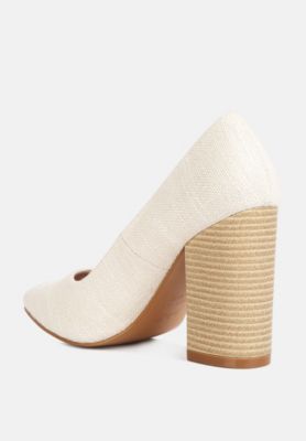 Womens Elsie Canvas Block Heel Pumps