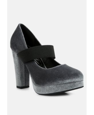 Womens Krause High Block Heel Velvet Pumps