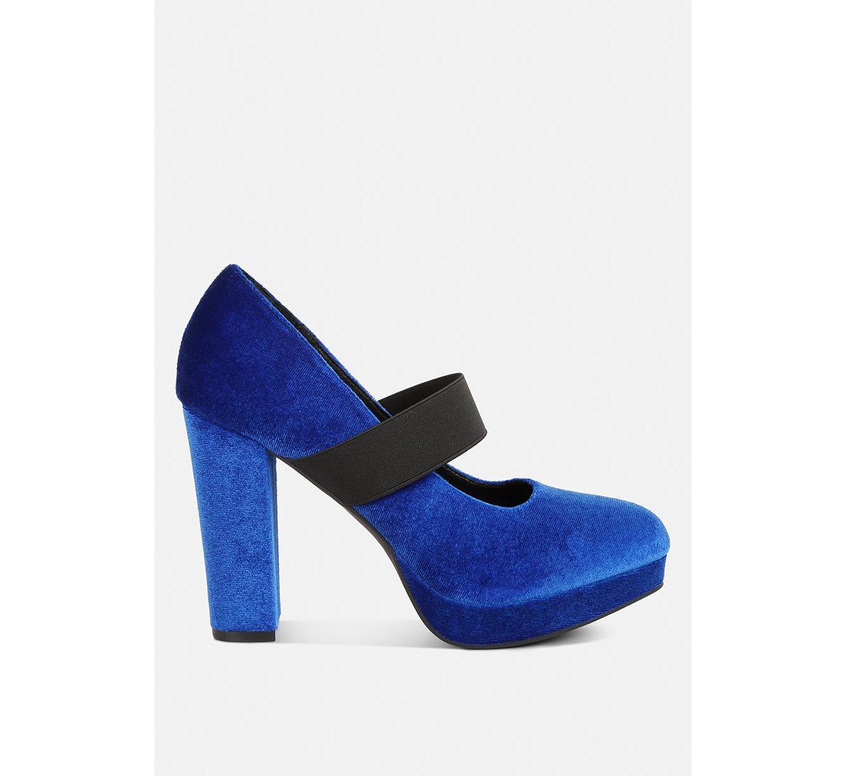 krause high block heel velvet pumps - Blue