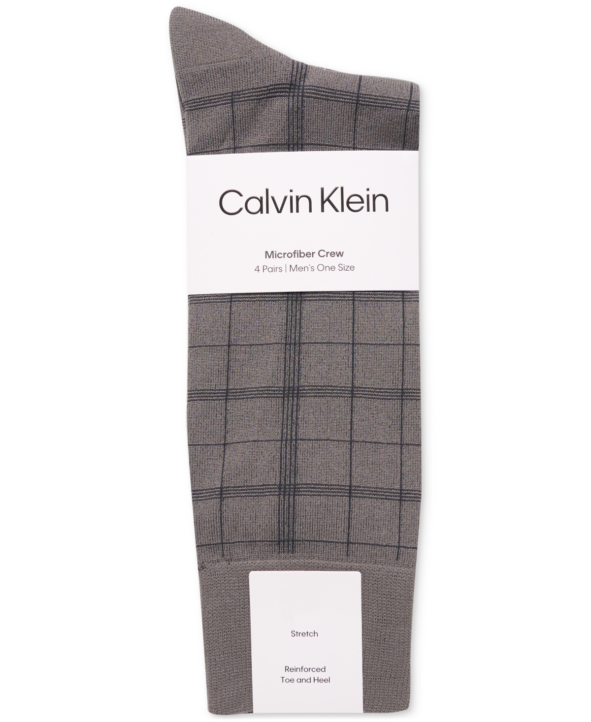 Men's Crew Length Microfiber Dress Socks, Assorted Patterns, Pack of 4 - Gray