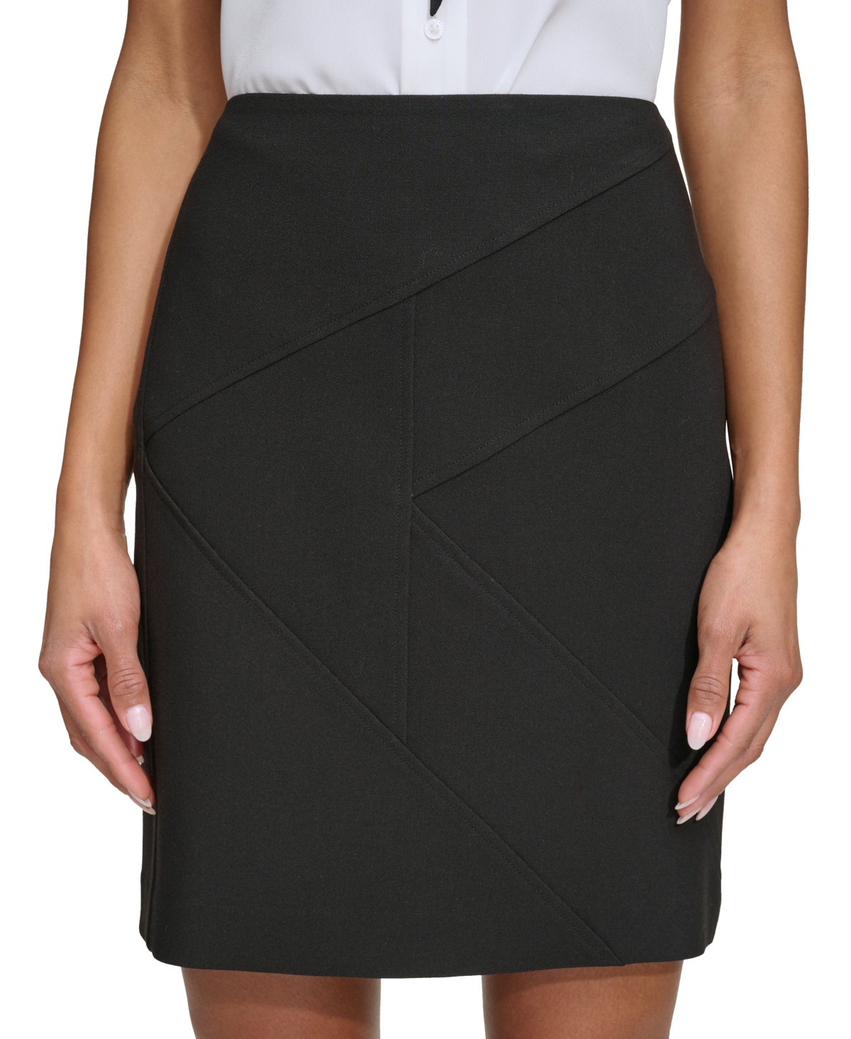 Karl Lagerfeld Women's Seamed Zip-back Mini Skirt In Black
