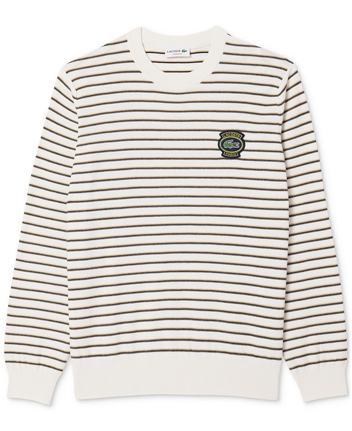 Lacoste striped sleeve crew sweater hot sale