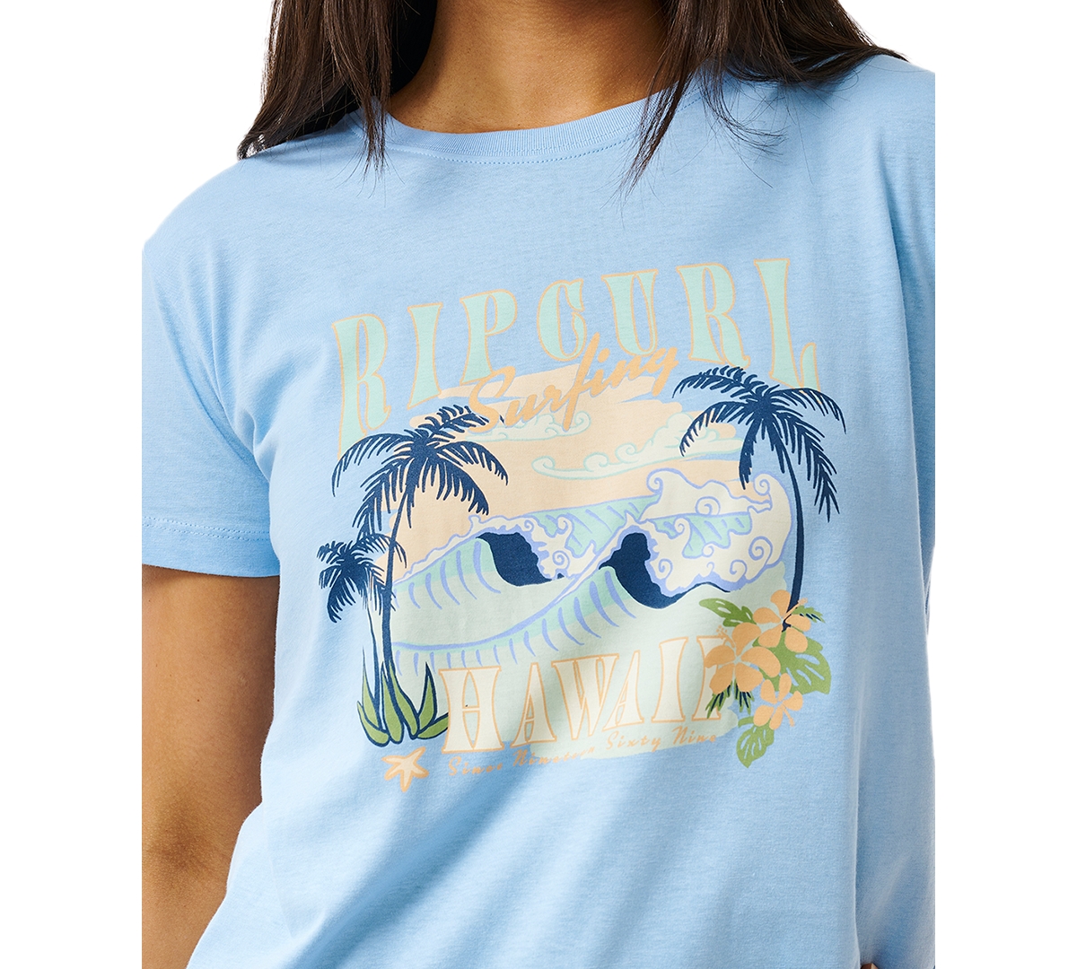 Shop Rip Curl Juniors' Paradise Palms Graphic Tee In Hawaii Sky Blue