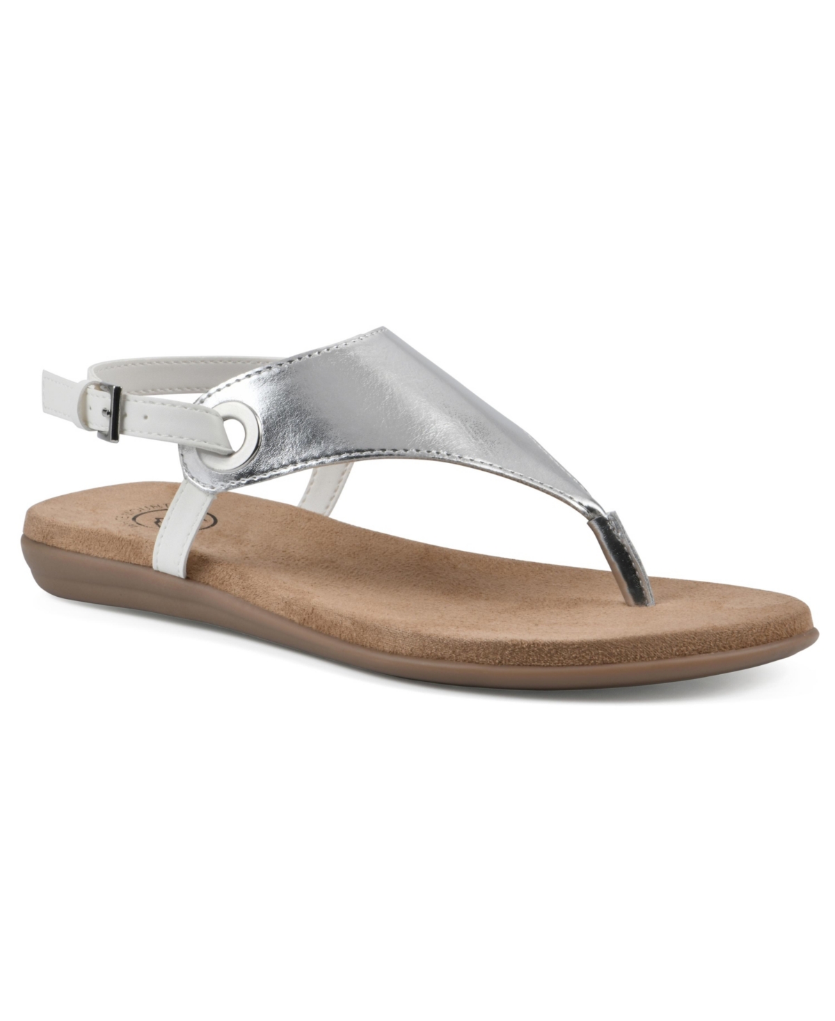 Shop White Mountain Women's London Thong Flat Sandals In Silver Smooth