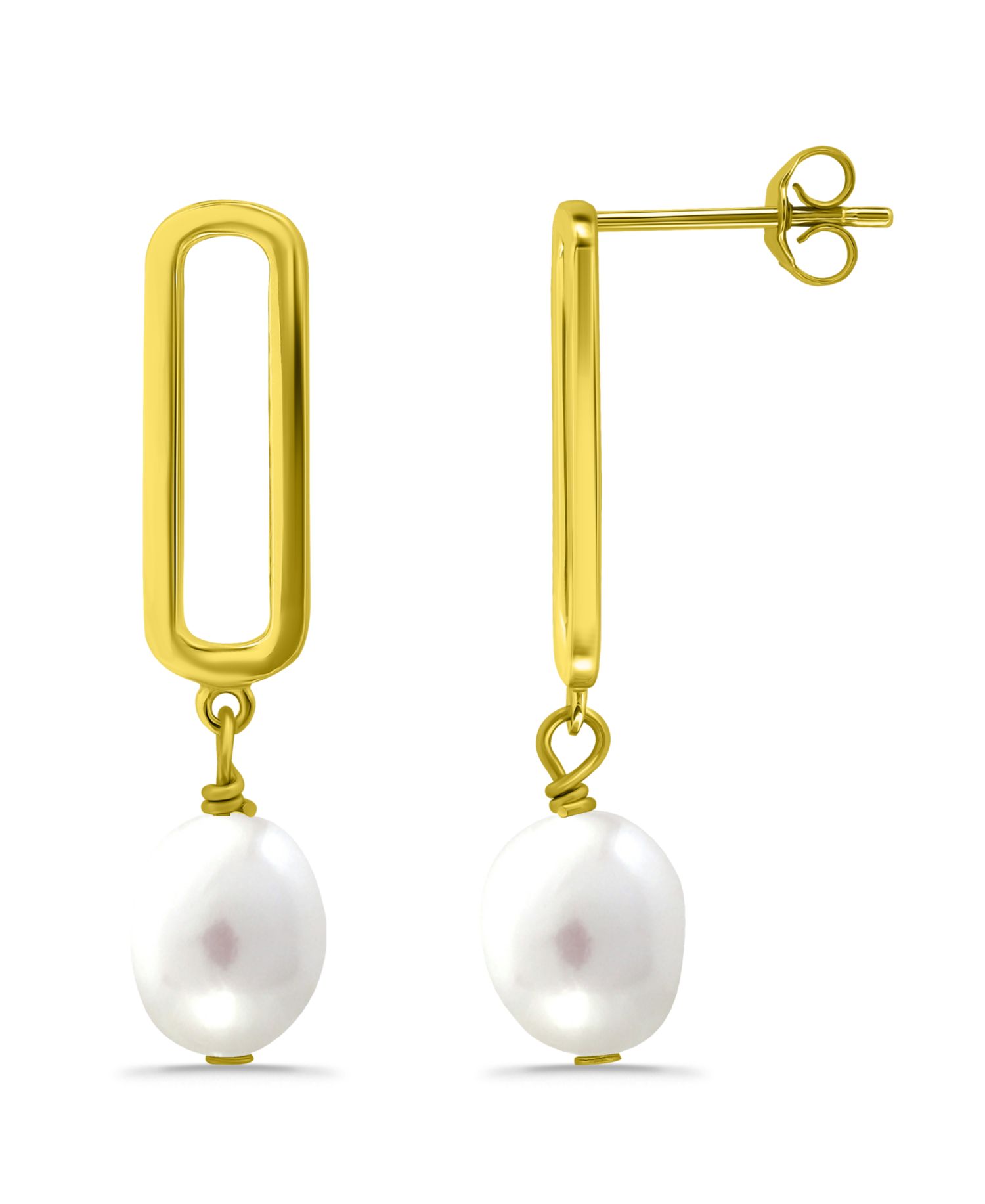 White Cultured Pearl Paperclip Drop Earring