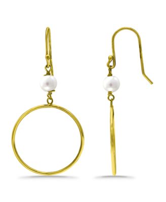 Macys White Cultured Pearl Drop Earring - Gold 40$
