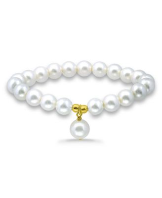 White Shell Pearl Charm Drop with White Shell Pearl Stretch Bracelet