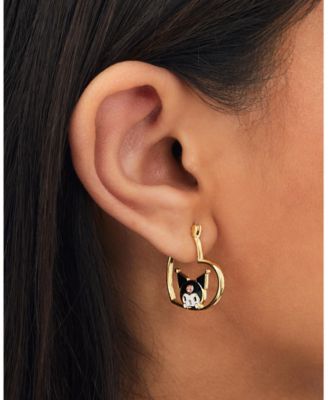 Sanrio Flash Yellow Gold Plated Kuromi Heart Hoop Earrings