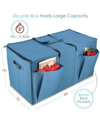 Large Christmas Ornament Storage Box with Adjustable Dividers - Holds 128 Ornaments or Decorations