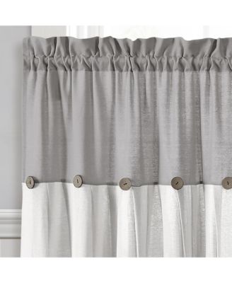 Linen Button Farmhouse Kitchen Tier Curtain Set, Pair - Rustic Home Decor