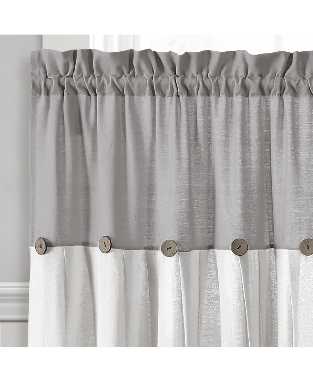 Lush Decor Linen Button Farmhouse Kitchen Tier Curtain Set, Pair - Rustic Home Decor